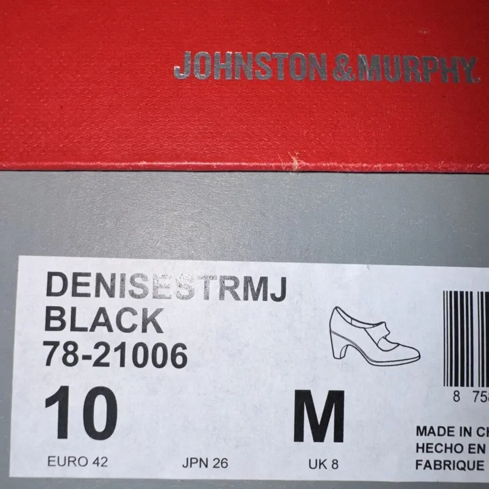 Johnston & Murphy Denise Mary Jane Black Suede Heels Size 10 Medium Comfort Work